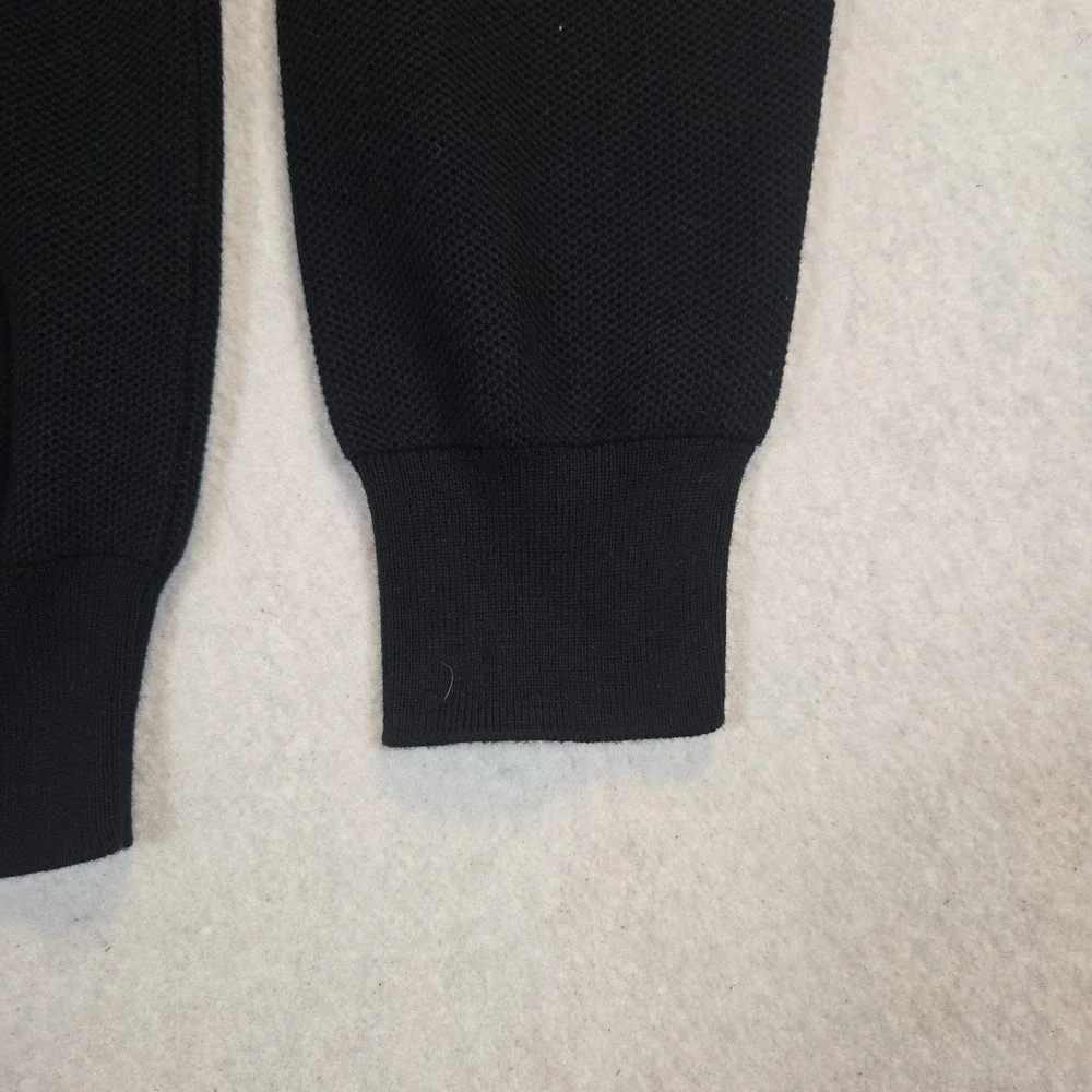 NWT Polo Ralph Lauren Mens Med Black  1/4 Zip Pima Cotton Waffle Knit  Sweater